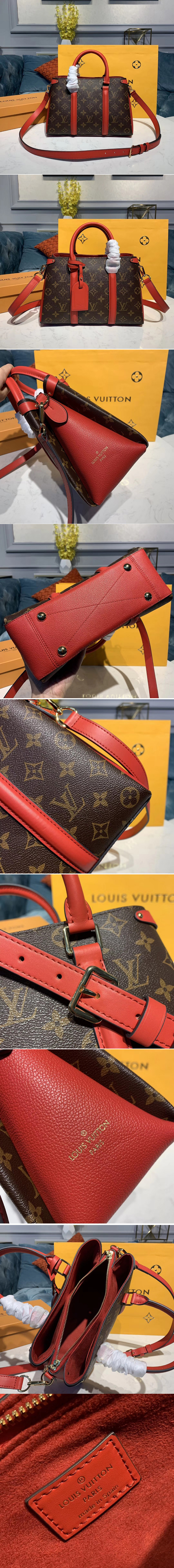 Replica Louis Vuitton M44815 LV Soufflot BB Bags Monogram Canvas With Red Calf Leather