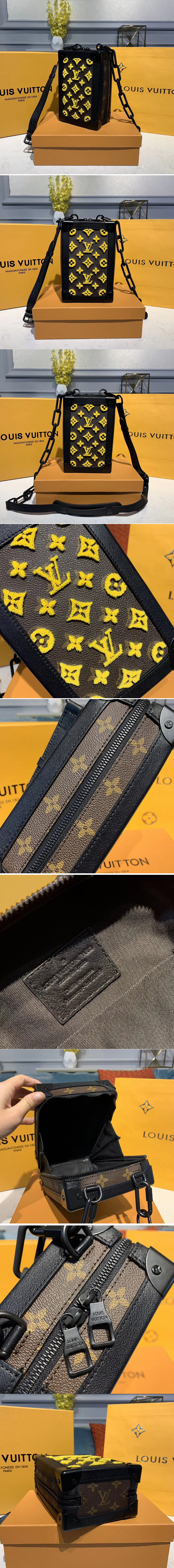 Replica Louis Vuitton M45044 LV Mini Soft Trunk Bags Monogram Canvas and yellow velvet