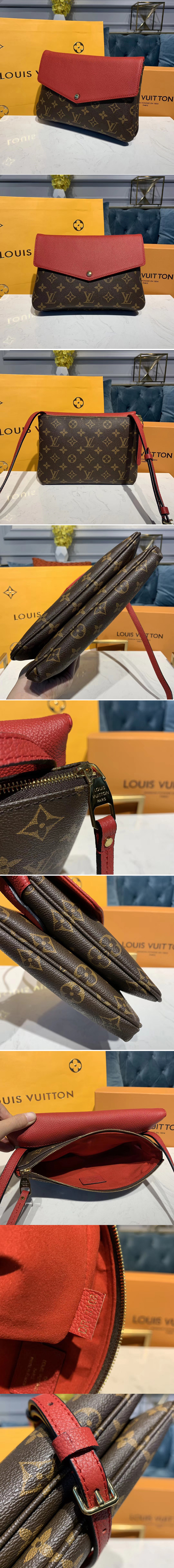 Replica Louis Vuitton M50185 LV Twinset Bags Monogram Canvas and Red Calf Leather