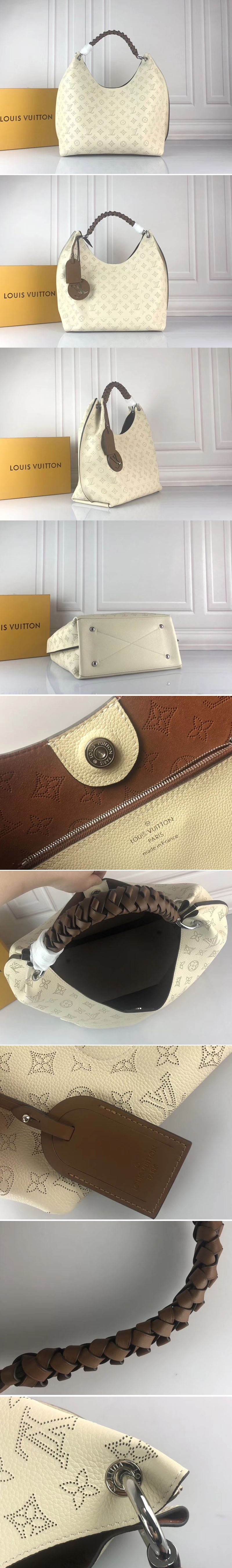 Replica Louis Vuitton M52950 LV Carmel hobo bag Mahina Leather White