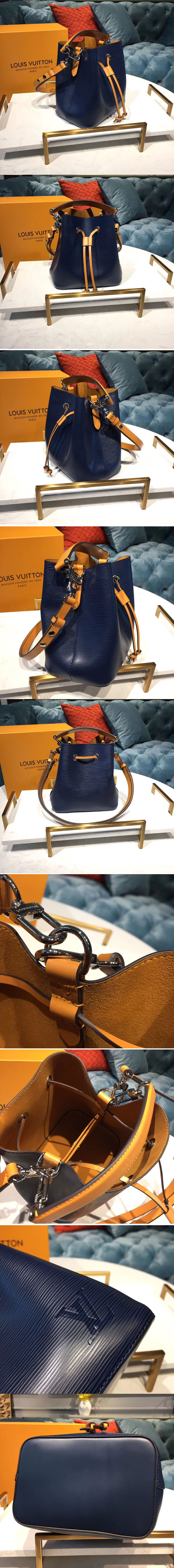 Replica Louis Vuitton M53610 LV Neonoe BB Epi Indigo Safran