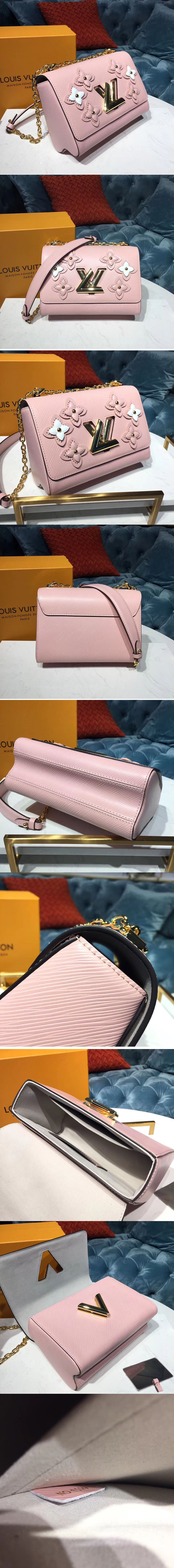 Replica Louis Vuitton M53851 LV Twist MM Bags Epi Leather Rose Ballerine