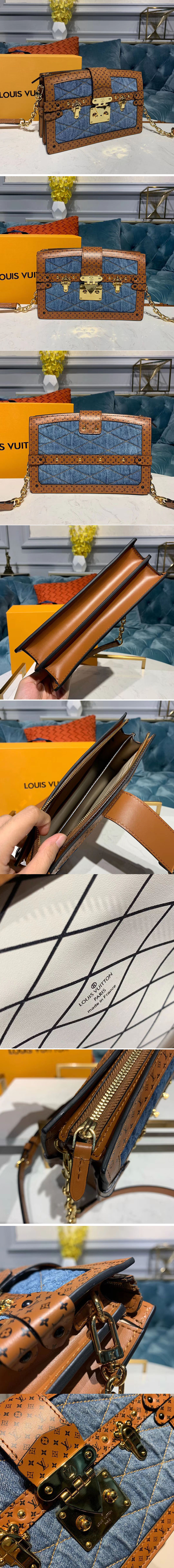 Replica Louis Vuitton M55047 LV Trunk Clutch Denim Raw Blue