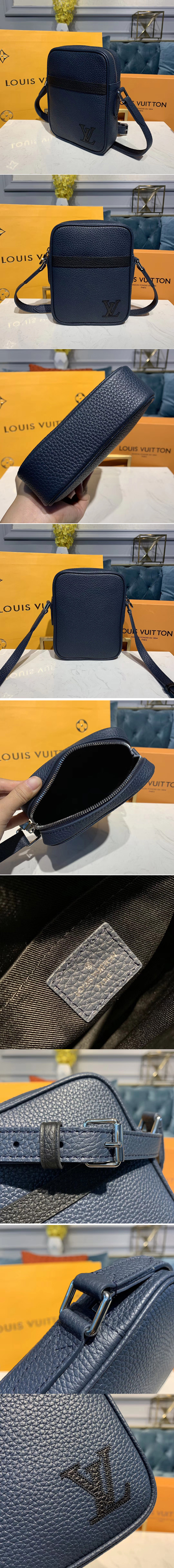 Replica Louis Vuitton M55168 LV Danube Slim PM city bag Navy Blue Taurillon leather