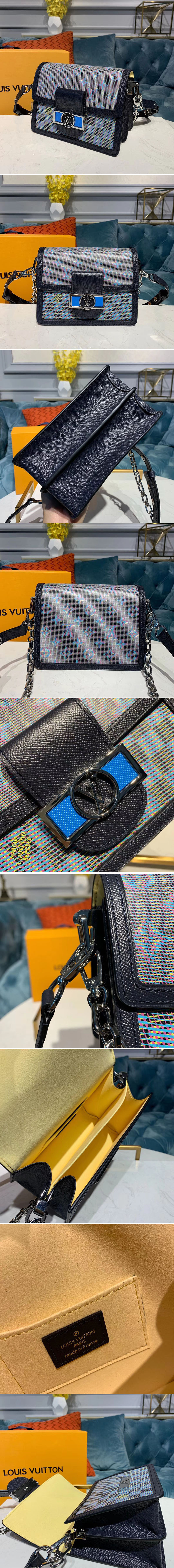 Replica Louis Vuitton M55454 LV Mini Dauphine Bags Blue Printed calf leather