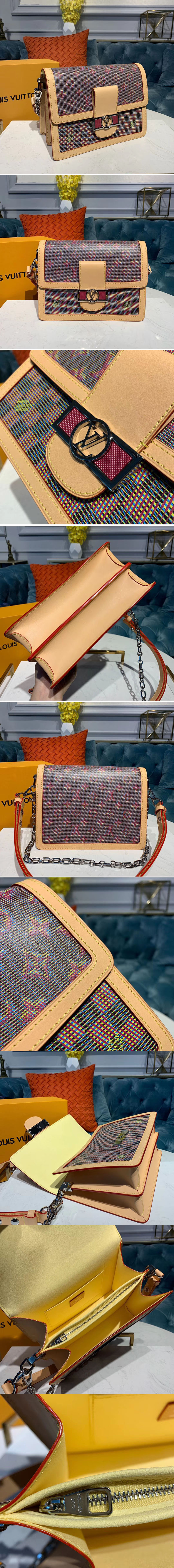 Replica Louis Vuitton M55452 LV Dauphine MM Bags Pink Printed calf leather