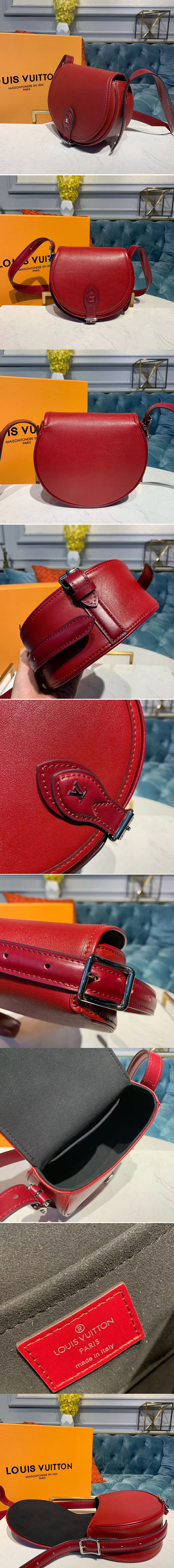 Replica Louis Vuitton M55506 LV Tambourin handbags Cherry Red Calf leather