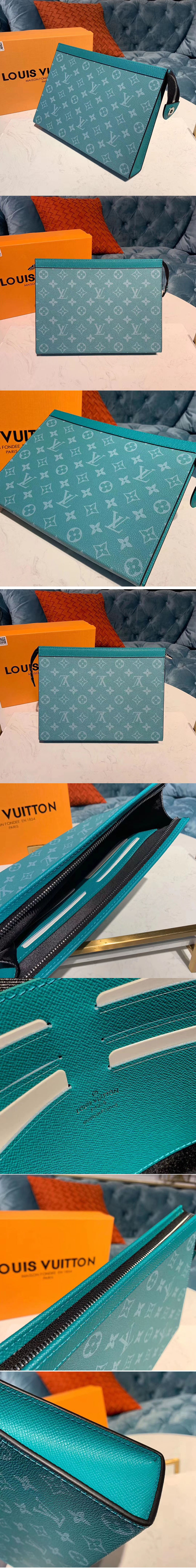 Replica Louis Vuitton M61692 LV Pochette Voyage MM Bags Light Blue Monogram Canvas