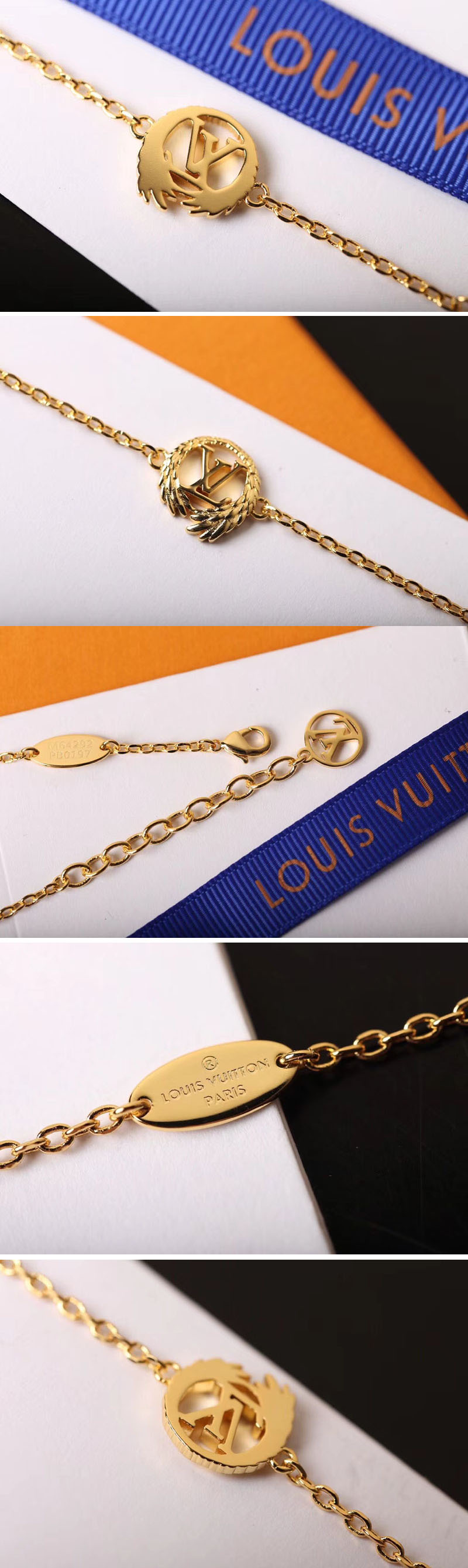 Replica Louis Vuitton M64292 LV Angel Bracelet Yellow Gold