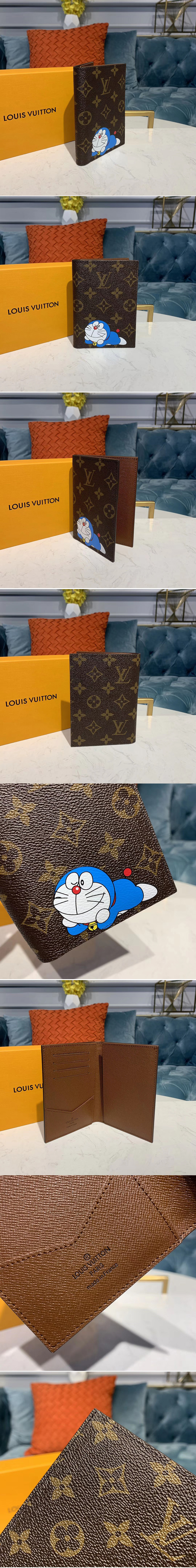 Replica Louis Vuitton M64411 LV Passport Cover Wallet Monogram canvas With Doraemon