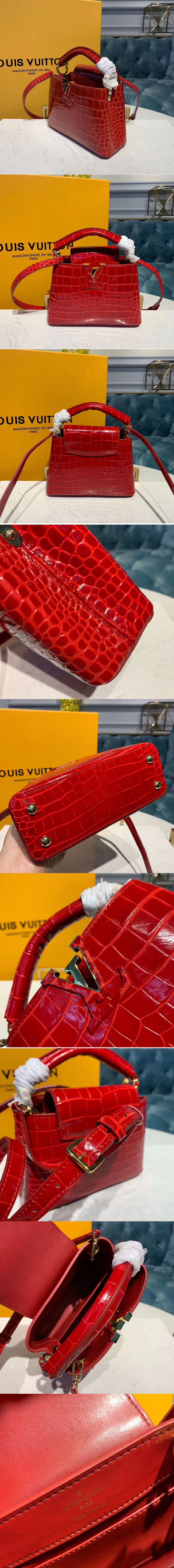 Replica Louis Vuitton N93254 LV Capucines Mini Bags Red Alligator leather