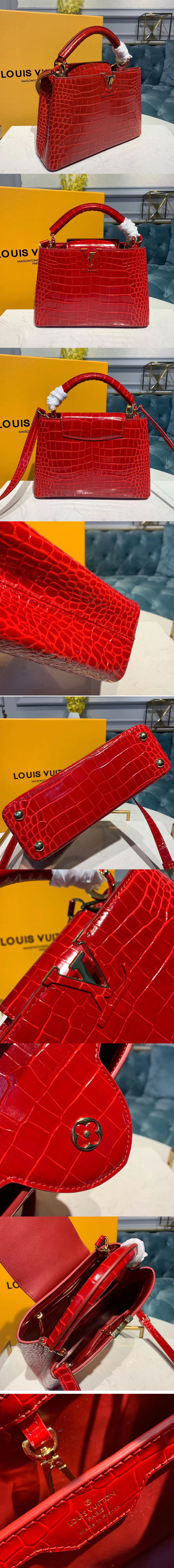 Replica Louis Vuitton N93992 LV Capucines BB Bags Red Alligator leather