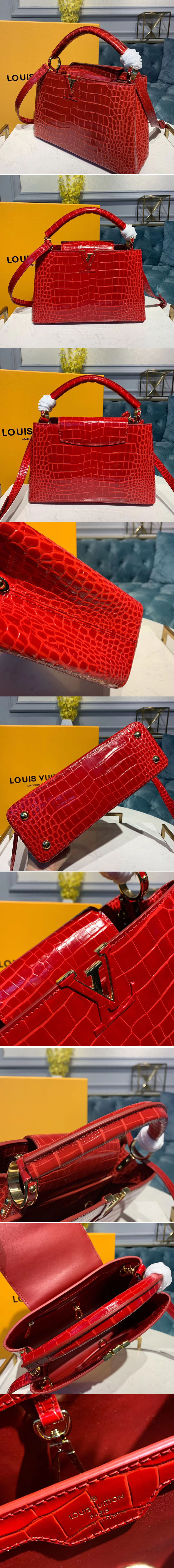 Replica Louis Vuitton N94019 LV Capucines PM Bags Red Alligator leather