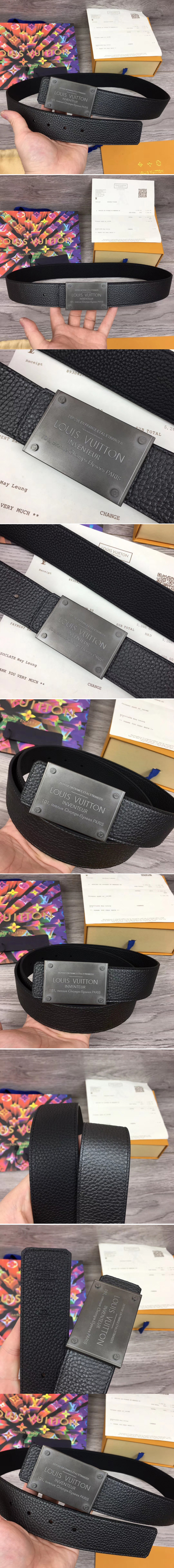 Replica Louis Vuitton M9234 LV Neo Inventeur Reversible 40mm Belts Black Taurillon Leather Black Buckle