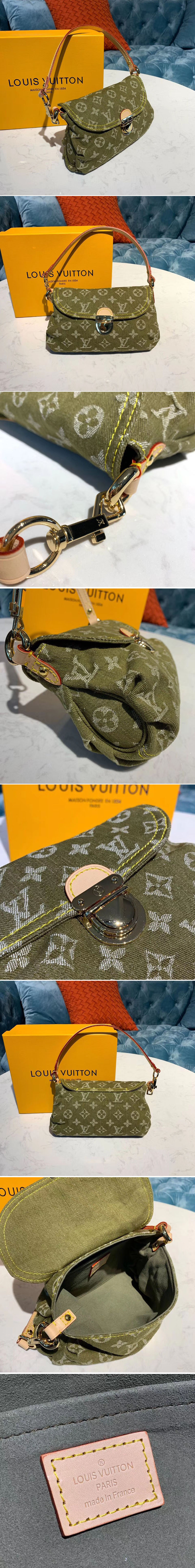 Replica Louis Vuitton M95050 LV Mini Pleaty Bags Green Monogram Denim