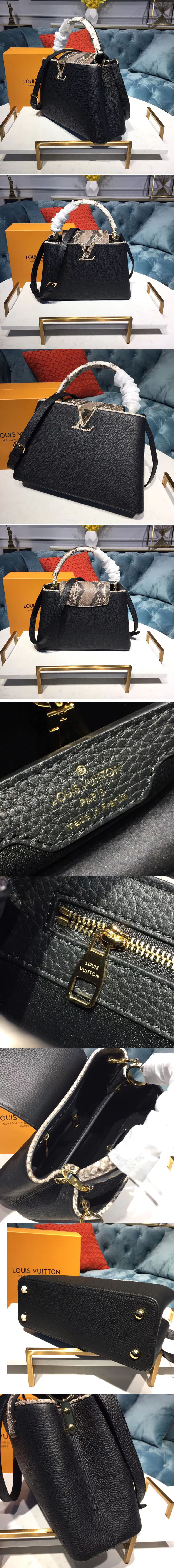 Replica Louis Vuitton N95382 LV Capucines PM Taurillon Leather Black