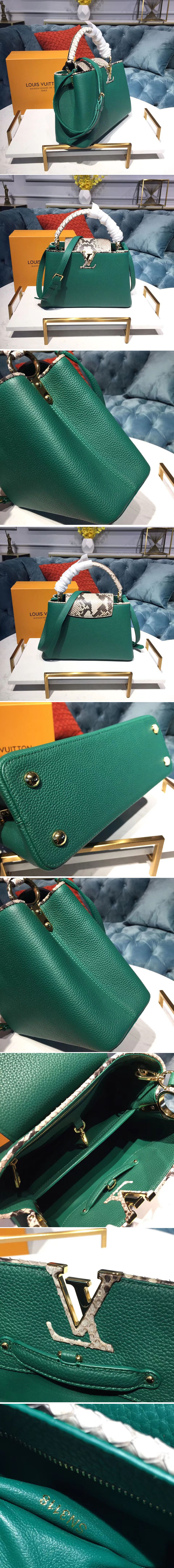 Replica Louis Vuitton N95382 LV Capucines PM Taurillon Leather Green