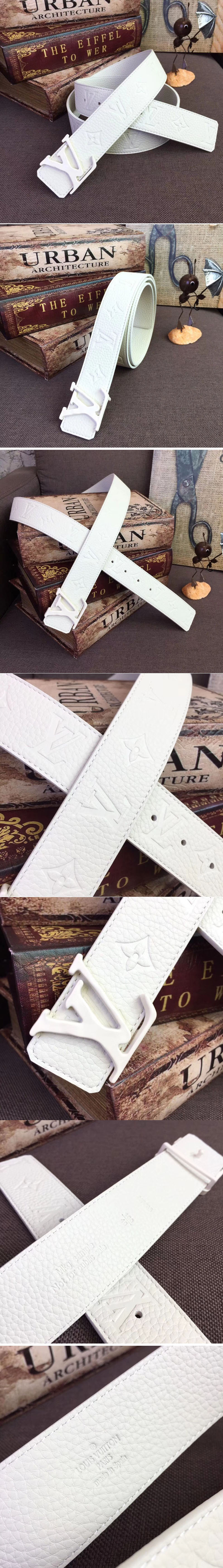 Replica Louis Vuitton MP235U LV Shape 40mm Belt Taurillon Leather White