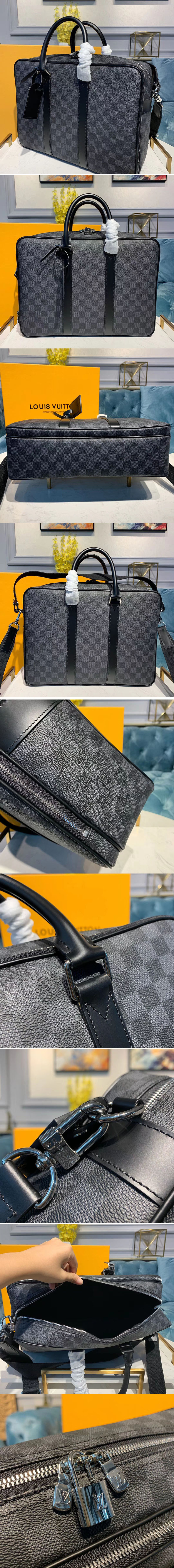 Replica Louis Vuitton N40007 LV Briefcase Bags Damier Graphite Canvas