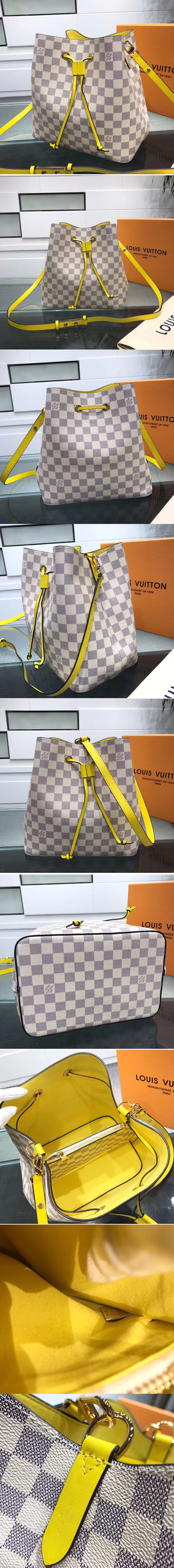 Replica Louis Vuitton N40151 LV Neonoe Damier Azur Canvas Yellow