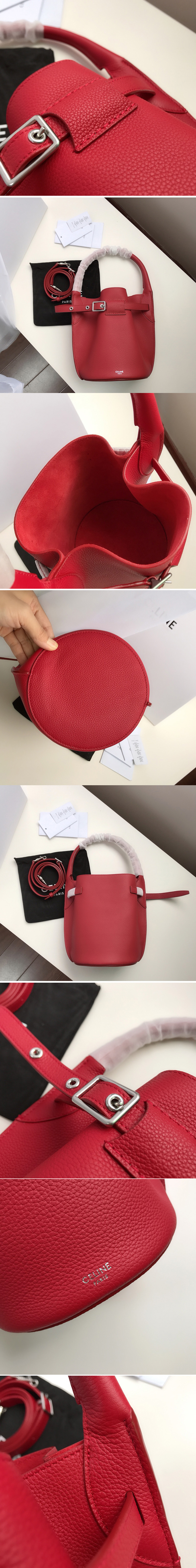 Replica Celine 187243 Big Bag Nano Bucket Bag in Red Smooth Calfskin Leather