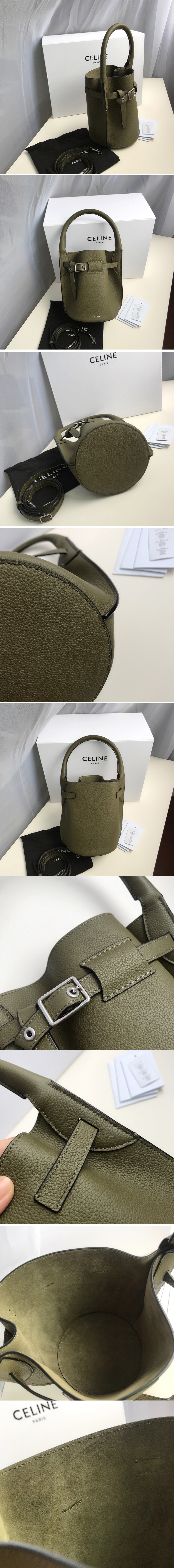 Replica Celine 187243 Big Bag Nano Bucket Bag in Khaki Smooth Calfskin Leather