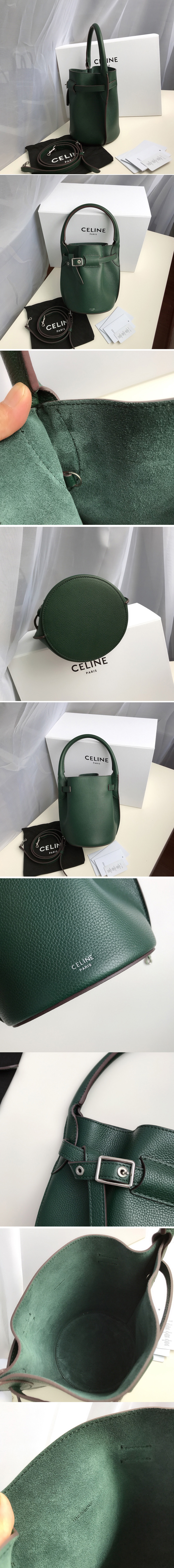 Replica Celine 187243 Big Bag Nano Bucket Bag in Green Smooth Calfskin Leather