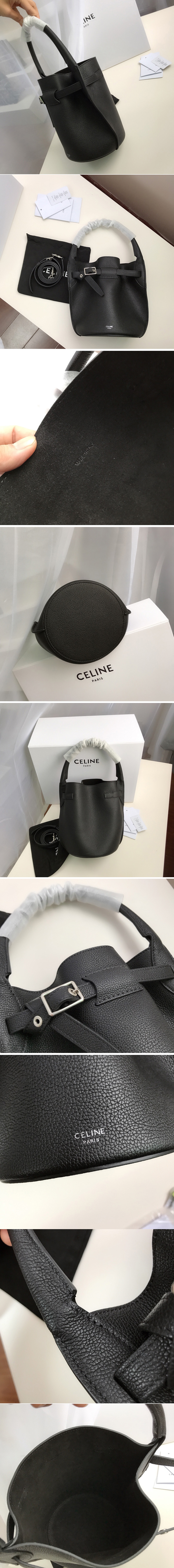 Replica Celine 187243 Big Bag Nano Bucket Bag in Black Smooth Calfskin Leather