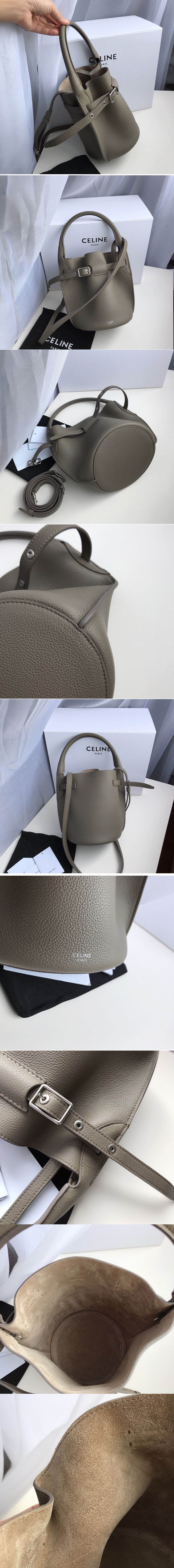 Replica Celine 187243 Big Bag Nano Bucket Bag in Light Khaki Smooth Calfskin Leather