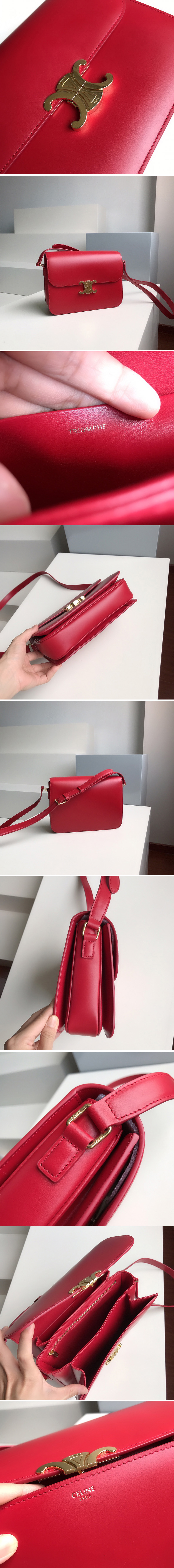 Replica Celine 187353 large triomphe bag in Red shiny calfskin