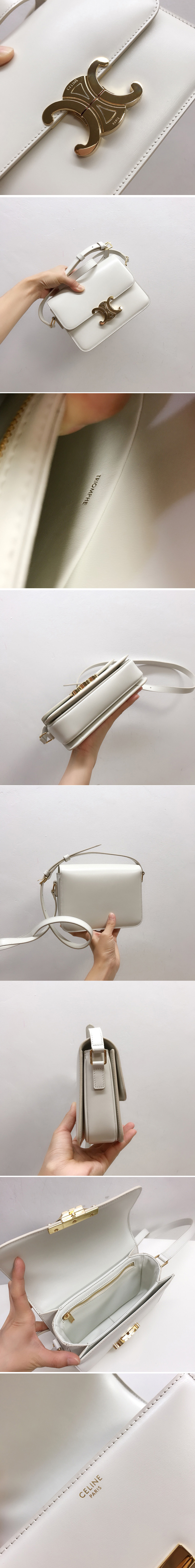 Replica Celine 188423 Teen triomphe bag in White shiny calfskin