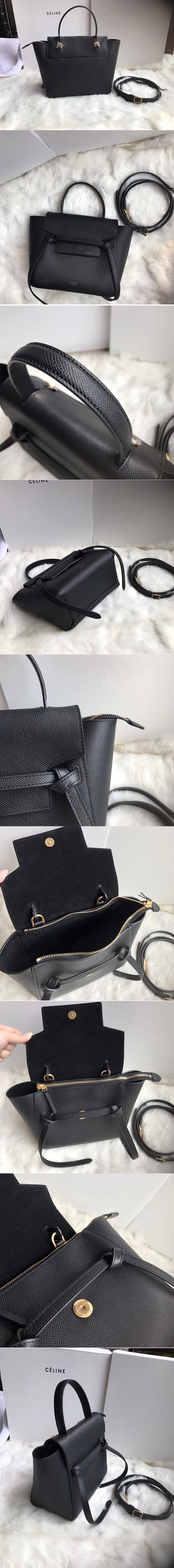 Replica Celine 189003 Nano Belt Bag in Black Grained Calfskin Leather