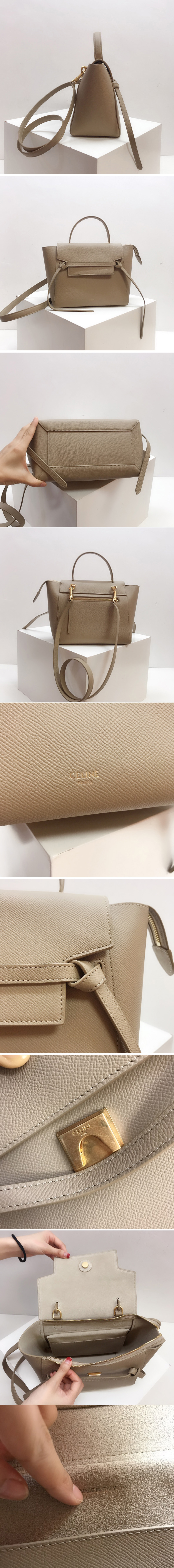 Replica Celine 189003 Nano Belt Bag in Beige Grained Calfskin Leather