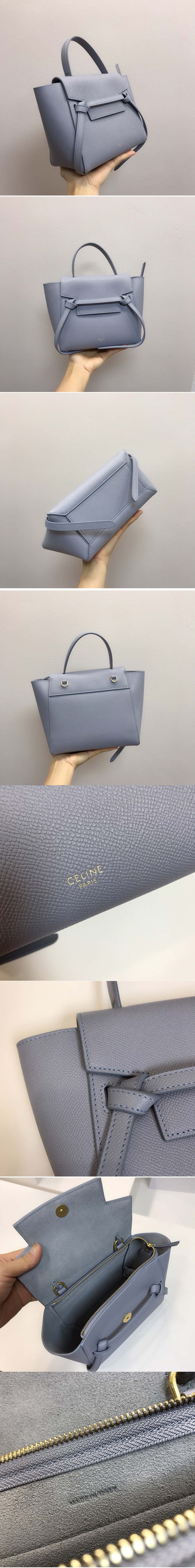 Replica Celine 189153 Micro Belt Bag in Blue Grained Calfskin Leather