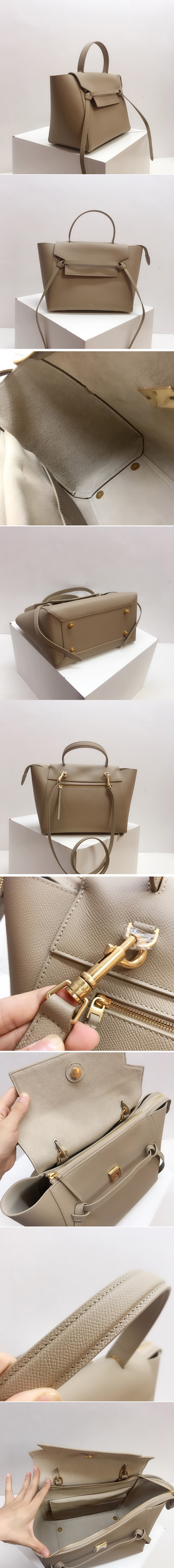 Replica Celine 189153 Micro Belt Bag in Gray Grained Calfskin Leather