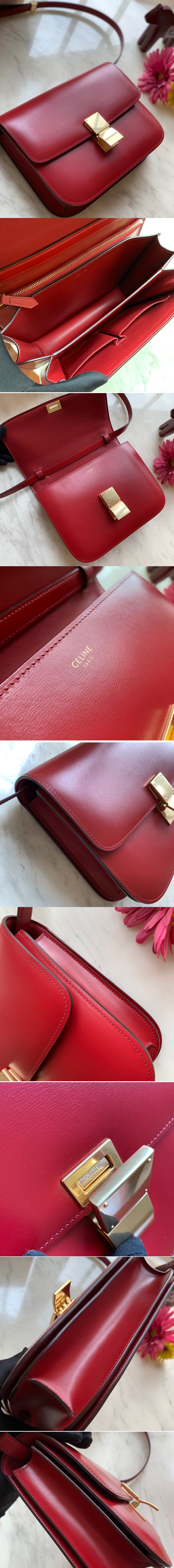 Replica Celine 189173 Medium Classic Bag in Red box calfskin Leather