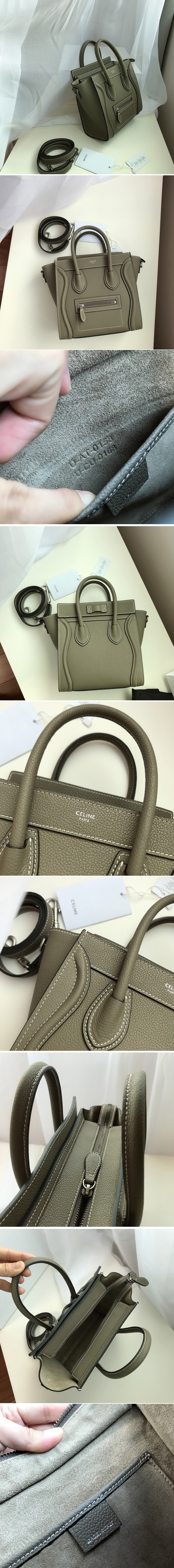 Replica Celine 189243 Nano Luggage Bag in White Drummed Calfskin Leather