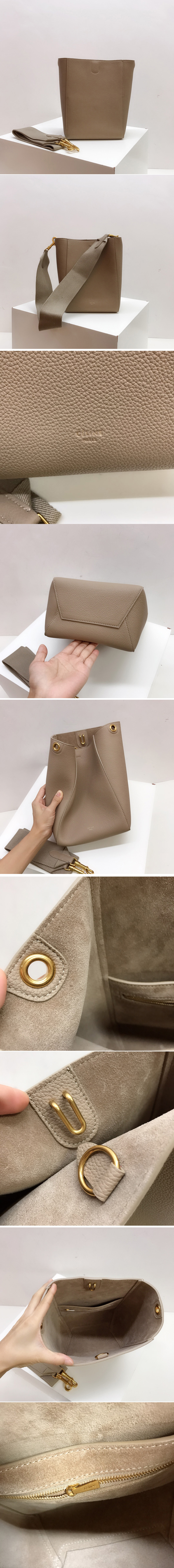 Replica Celine 189303 sangle small bucket bag in Taupe soft grained calfskin