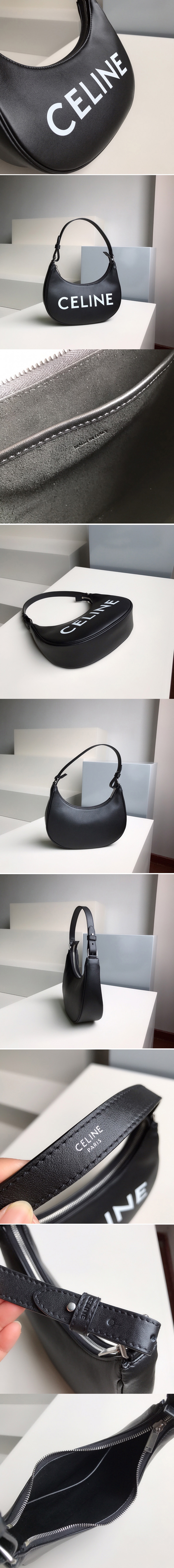 Replica Celine 193953 Ava Bag in Black smooth calfskin with celine print