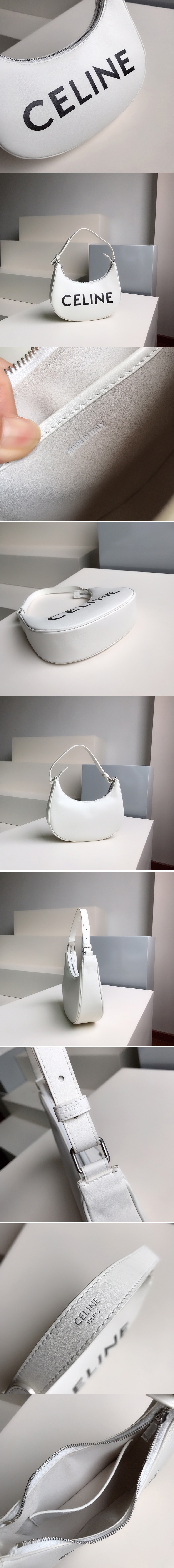 Replica Celine 193953 Ava Bag in White smooth calfskin with celine print