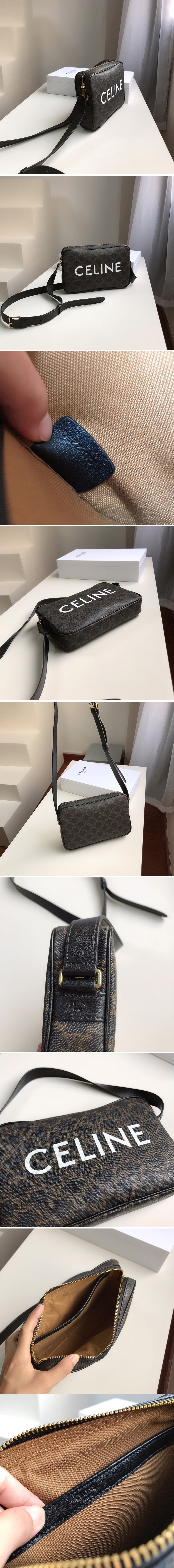 Replica Celine 194502 Medium messenger bag in triomphe canvas with celine print