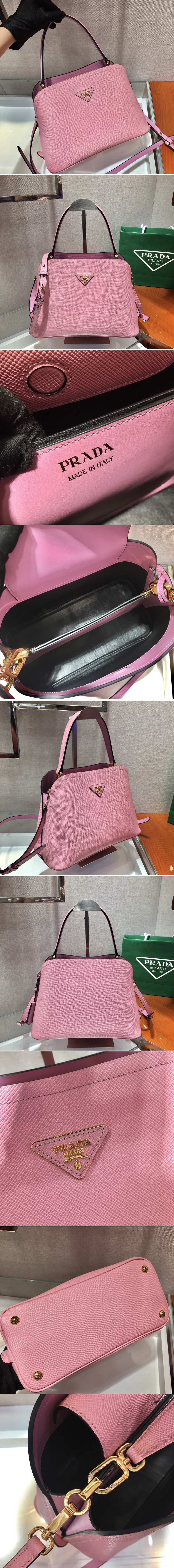 Replica Prada 1BA282 Medium Saffiano Leather Prada Matinee Bag in Pink Saffiano Leather