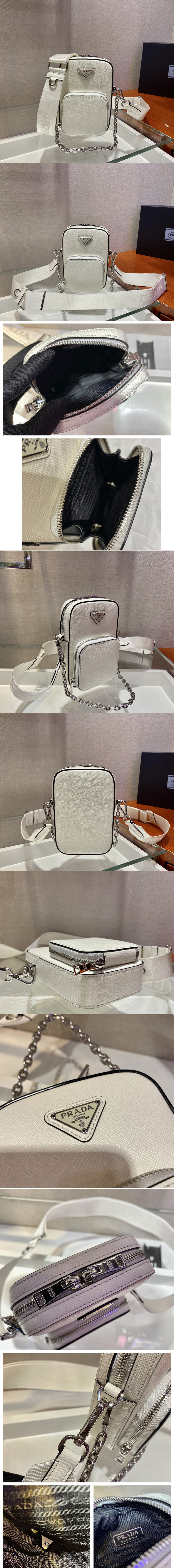 Replica Prada 1BH183 Saffiano leather mini bag in White Saffiano leather