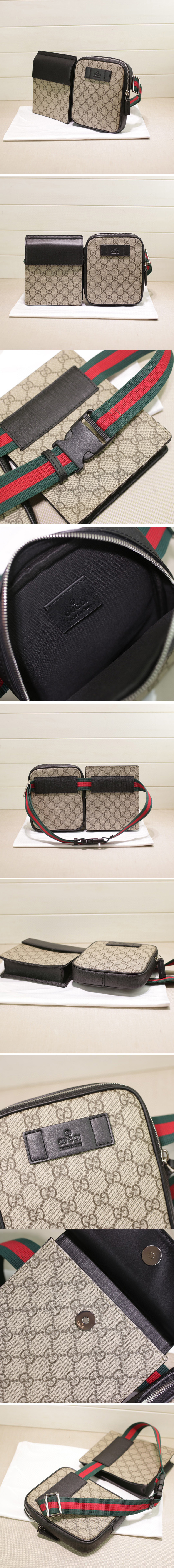 Replica Gucci 450956 GG Supreme belt bags in Beige/ebony GG Supreme canvas