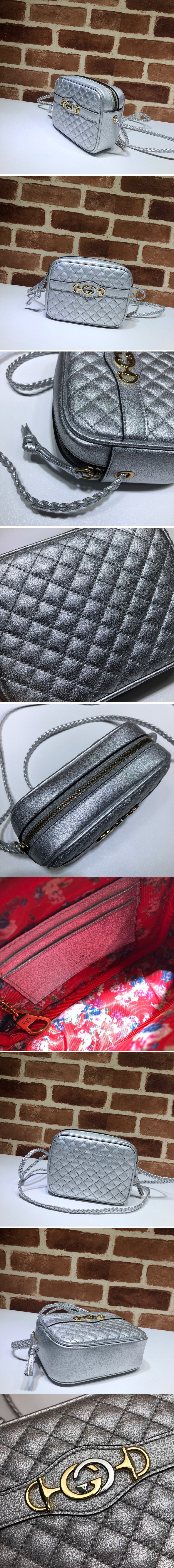 Replica Gucci 534950 Mini laminated leather bags in Silver Leather