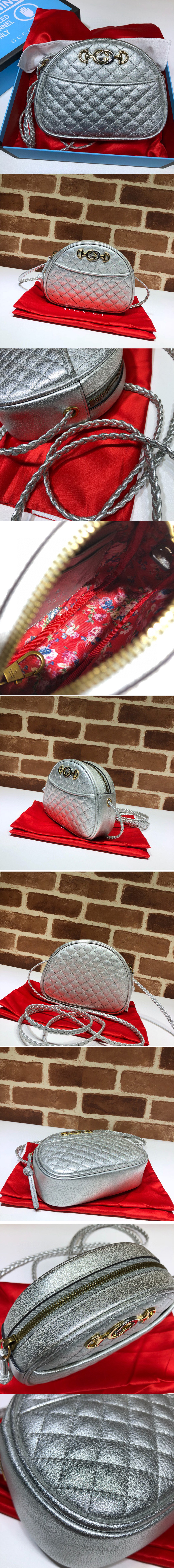 Replica Gucci 534951 Laminated Leather Mini Bags in Silver Leather