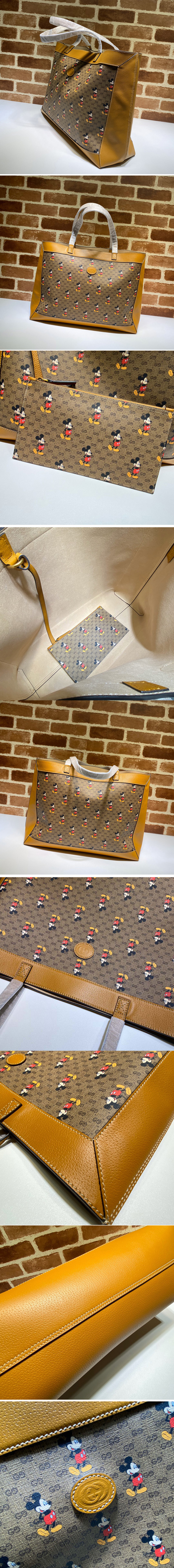 Replica Gucci 547947 Disney x Gucci medium tote Bag in Beige/ebony mini GG Supreme canvas