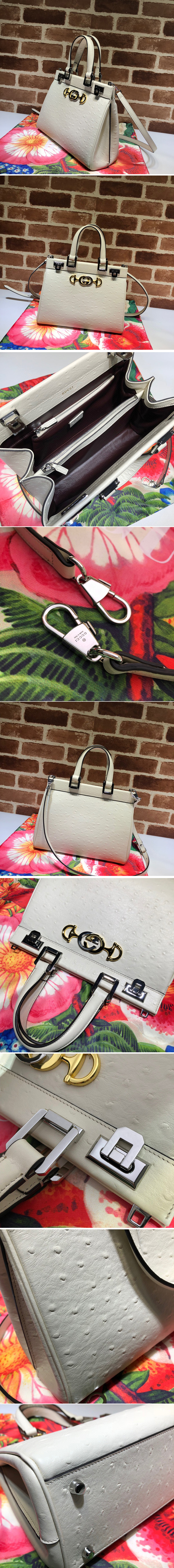 Replica Gucci 569712 Zumi grainy leather small top handle bag in White Grainy leather