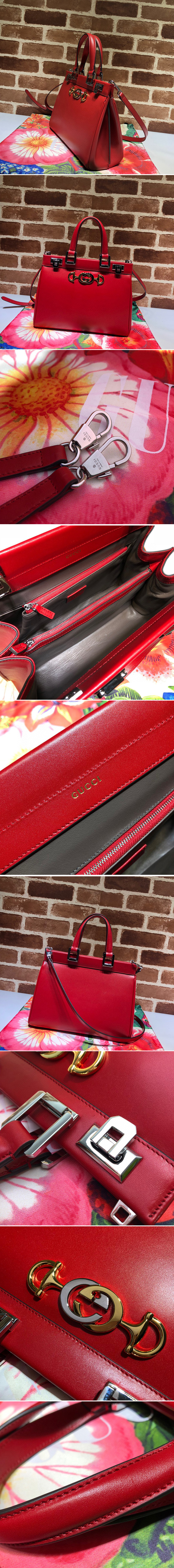 Replica Gucci 569712 Zumi grainy leather small top handle bag in Red Grainy leather