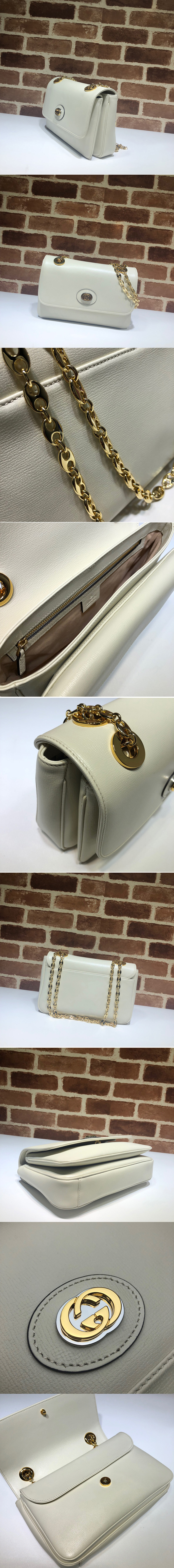 Replica Gucci ‎576421 Leather Small Shoulder Bag In White Leather